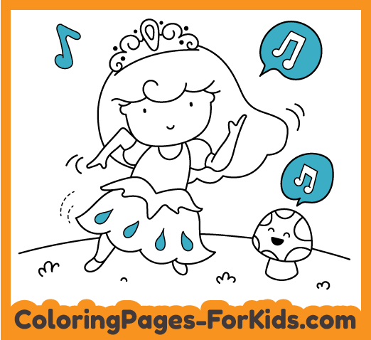 Printable and online dancing princess coloring pages